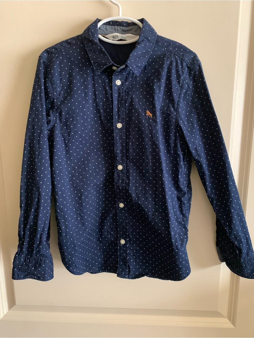 H&M Navy Blue Dot Button-Up Shirt